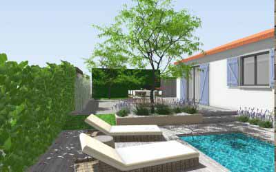 Conception de Jardin en Ligne, pour un projet près de Montpellier. Avant-Après