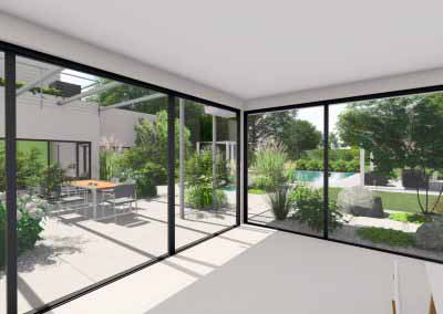 Vue 3d jardin maison