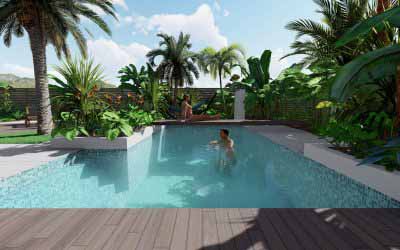 Jardin en Martinique. Conception et 3d en Ligne.