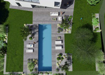 Vue en plan d'une conception de piscine